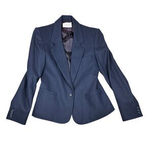 JH Collectibles Wool Blazer Jacket Womens Size 4 Navy Blue Lined Classic Career